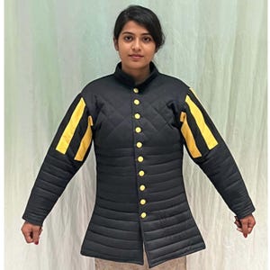 Black Cotton Medieval Gambeson: Renfaire Larp Costume