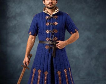 Gambison médiéval, armure rembourrée viking pour tenue Renfaire