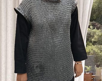 9MM Flat Ring Riveted Chainmail Shirt: Sleeveless LARP Reenactment Armor
