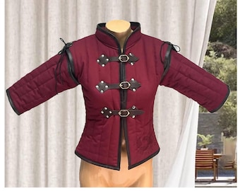 Gambesão acolchoado medieval para traje de feira medieval