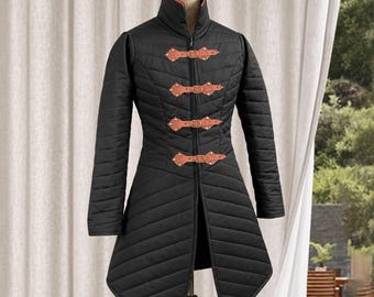 Medieval Black Gambeson Jacket | Quilted Padded Aketon Armor for LARP, SCA Reenactment