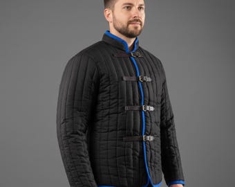 Handmade Medieval Gambeson, Short Padded Armor for LARP & SCA, Renaissance Costume Men's Quilted Jacket
