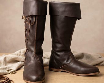Handcrafted Medieval Leather Boots – Viking LARP Renaissance Faire Footwear
