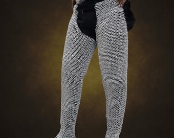 Riveted Aluminum Chainmail Chausses – Medieval Leg Armor for LARP, Ren Faire, SCA