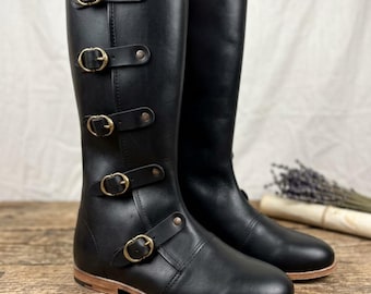 Handmade Leather Renaissance Boots | Viking Pirate Cosplay Footwear