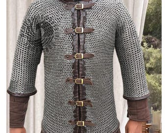 Chainmail Shirt – Medieval Riveted Armor Hauberk for LARP, Cosplay & Reenactment – 9mm Flat Ring Steel