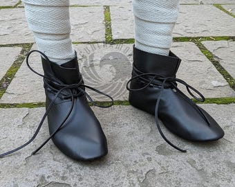 Viking Leather Reenactment Shoes: Historical Slavic Boots