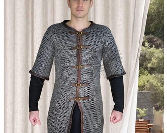9mm Flat Ring Riveted Chainmail Hauberk - Mild Steel Halloween Costume