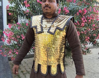 Roman Lorica Squamata Scale Armor - Brass Roman Centurion Cuirass, Reenactment Historical Soldier