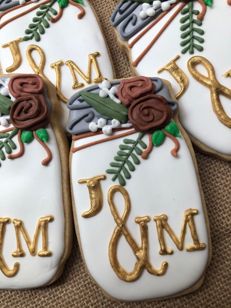 Mason Jar Cookies Wedding or Shower Favors Etsy