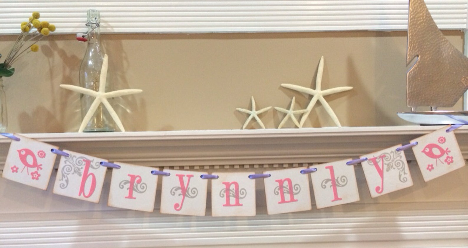 Girl Beach Banner Personalized With Your Childs Name/ Seahorse Etsy