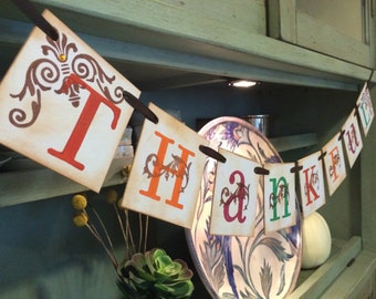 Thanksgiving Decor Thankful Banner / Thanksgiving Banner - For Thanksgiving or Fall Decoration
