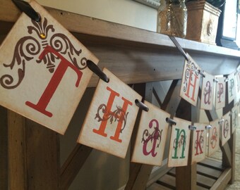Thanksgiving Decoration Happy Thanksgiving Banner / Sign / Thanksgiving Banner - For Thanksgiving or Fall Decorations / Fall Home Decor Sign