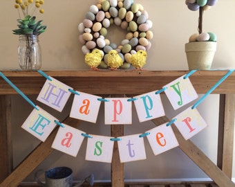 Happy Easter Banner / Spring Celebrations / Perfect To Hang Above Your Easter Baskets / Happy Easter Garland / Pastels