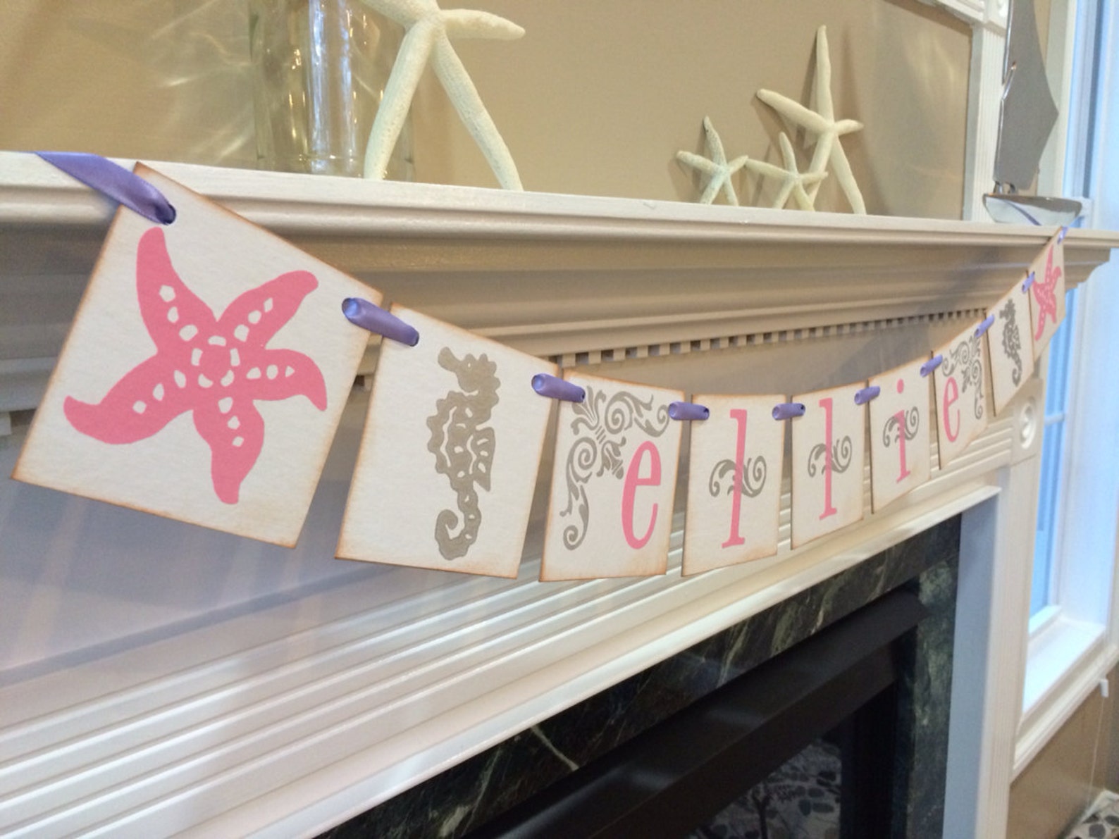 Girl Beach Banner Personalized With Your Childs Name/ Seahorse Etsy