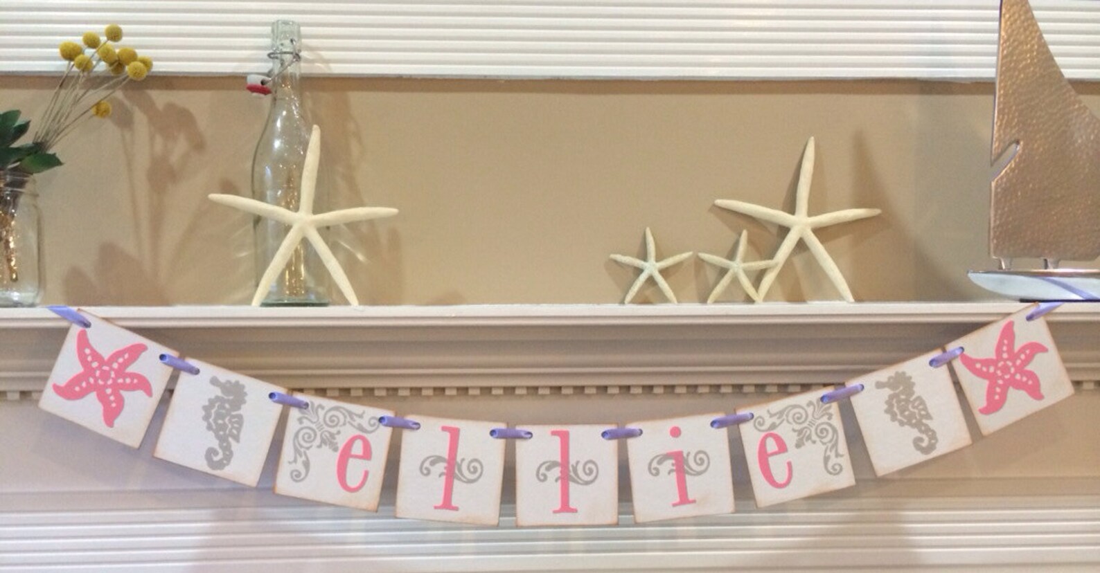Girl Beach Banner Personalized With Your Childs Name/ Seahorse Etsy