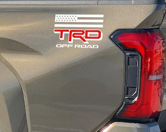 TRD Off Road Flag Decals for Tacoma 2024 2025 Toyota Truck Bedside Vinyl Sticker 2Pc