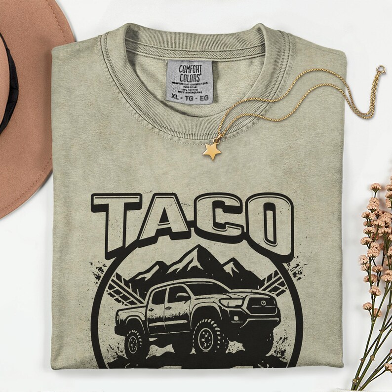 Taco 4x4 Off Road Shirt | Comfort Colors 1717 Tee | Vintage Truck Badge Graphic | Gifts for Truck Lovers | Gift for Him image 8