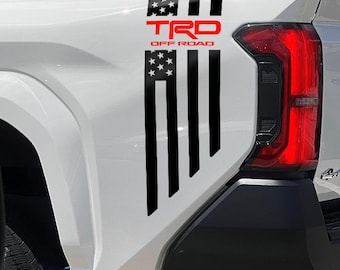 TRD Off Road Truck Bedside Vinyl Decals for Toyota Tacoma 2024-2026 Flag Stickers 2