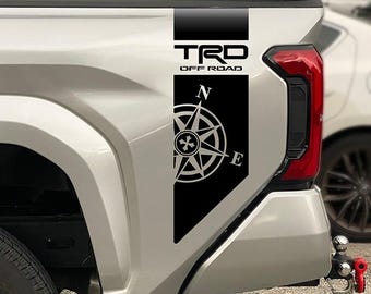 TRD Off Road Truck Bedside Vinyl Decals for Toyota Tacoma 2024-2026 Compass Stickers Pair