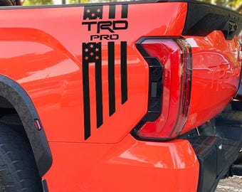 TRD PRO Truck Bedside Vinyl Decals for Toyota TUNDRA 2024-2026 Flag Decal Pair