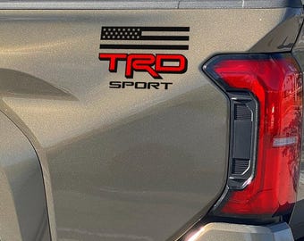 TRD Sport Flag Decals for Tacoma 2024-2025 Toyota Truck Bedside Vinyl Sticker 2Pcs