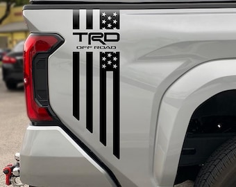TRD Off Road Truck Bedside Vinyl Decals for Toyota Tacoma 2024-2026 Flag Stickers