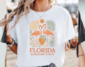 Vintage Florida Flamingo T-Shirt: Comfort Colors Tropical Tee