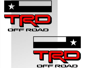TRD Off Road Texas Flag Decals for Tacoma 2024-2026 Toyota Truck Bedside Vinyl Sticker 2Pc