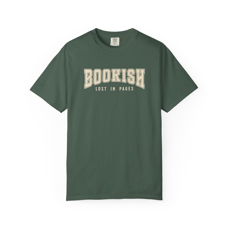 Bookish T-shirt: comfortabel kleuren kledingstukgeverfd T-shirt voor lezers afbeelding 6