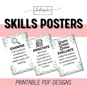 Classroom Learning Skills Posters – 14 Printable Posters | 11x17 Academic Vocabulary | Critical Thinking, Research, and Communication