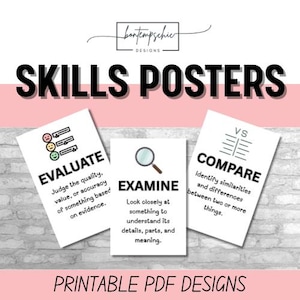 Classroom Learning Skills Posters – 14 Printable Posters | 11x17 Academic Vocabulary | Critical Thinking, Research, and Communication