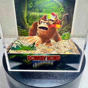 Donkey Kong Country Diorama Cube: Handmade Double-Sided LED Retro Gamer Decor