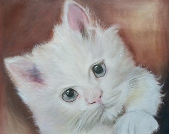 Retrato de gato recortado em pintura, arte de parede para imprimir, presente para amantes de gatos