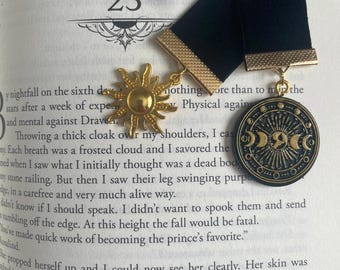Sun and Moon Black Velvet Bookmark – Witchy Celestial Reader Gift