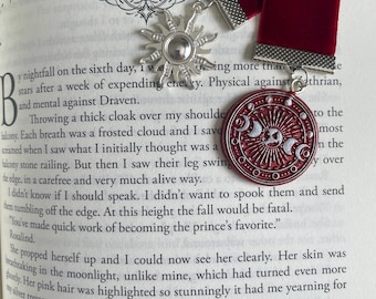 Sun and Moon Red Velvet Bookmark – Witchy Celestial Reader Gift