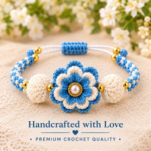 Crochet Flower Bracelet Pattern PDF | Beginner Floral Jewelry Tutorial | Boho Daisy Bracelet | Adjustable, Instant Download