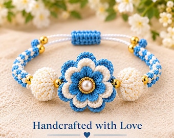 Crochet Flower Bracelet Pattern PDF | Beginner Floral Jewelry Tutorial | Boho Daisy Bracelet | Adjustable, Instant Download
