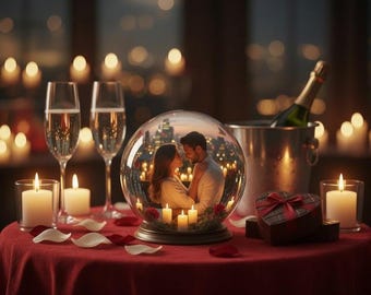 Custom Video Globe Christmas Ornament | Memory Sphere with Wifi Version | Couples Crystal Keepsake Gift | Anniversary, Wedding, Birthday
