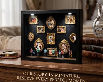 Custom Museum of Us Shadow Box Kit – DIY Couple Memory Display Frame with Mini Figurines, Anniversary & Wedding Gift for Her/Him