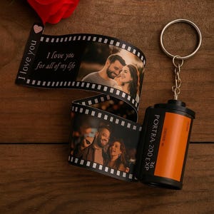 Custom Camera Film Roll Keychain | Personalized Photo Gift | Add 5–20 Photos | Birthday, Anniversary, Graduation Gift, Gift for him