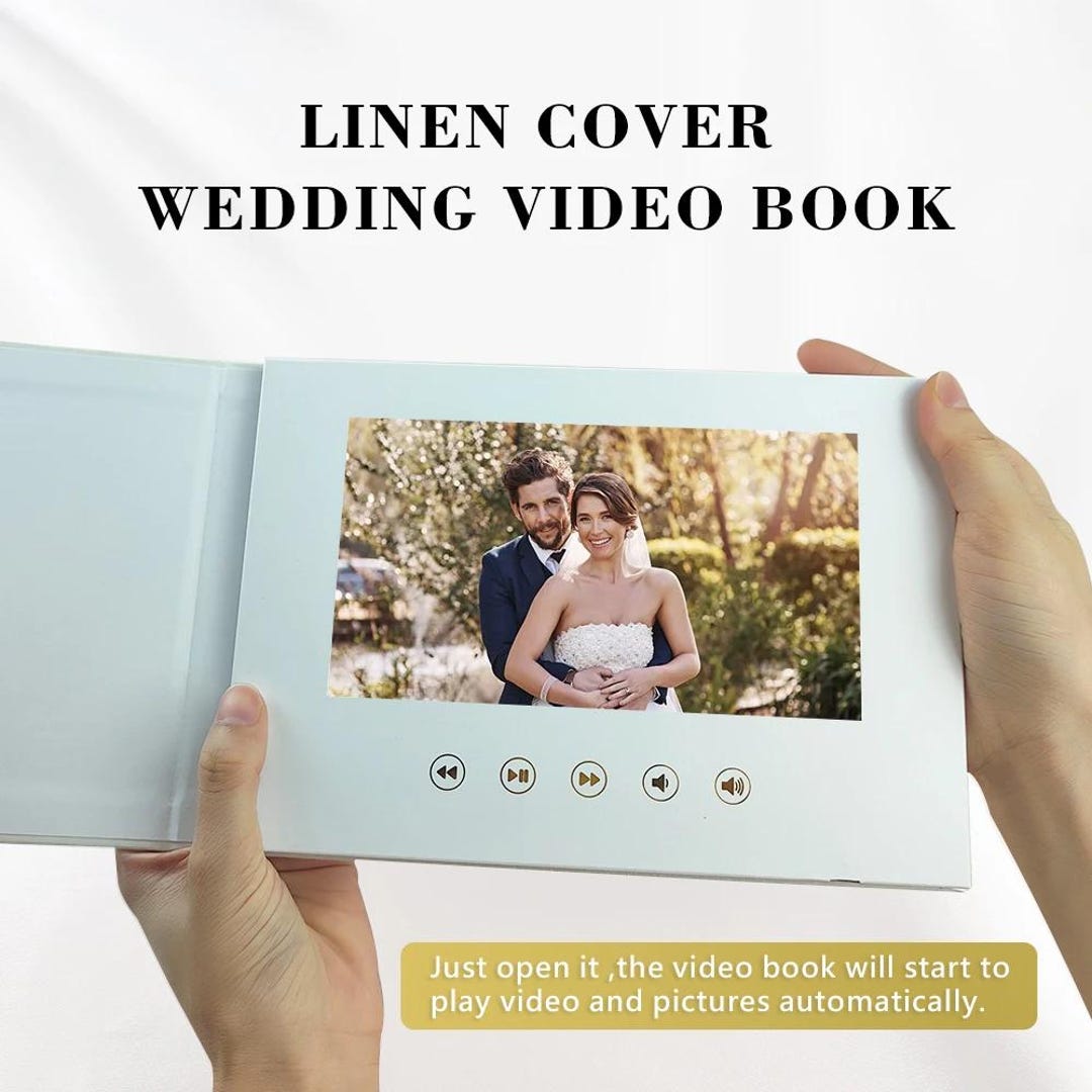 Video/photo Alb Personalized Linen Video Album for Wedding - 7 Inch HD IPS Screen ...