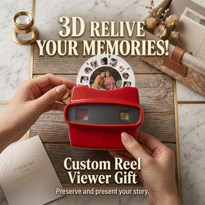 Visor 3D personalizado con carrete de fotos, regalo de aniversario personalizado para él o para ella, recuerdo fotográfico ultra nítido de 10 aumentos, regalo de boda para parejas