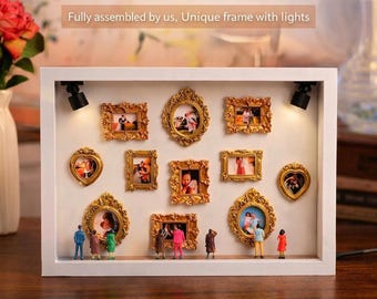 Personalized Museum of Us Shadow Box, DIY Couple Memory Display Kit, Mini Figurine Silhouette Frame, Anniversary Gift,  Gift for Her