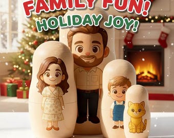 Custom Nesting Dolls from Photo | Family Portrait Doll Christmas Gift | Personalized Russian Doll | Custom Cartoon Matryoshka