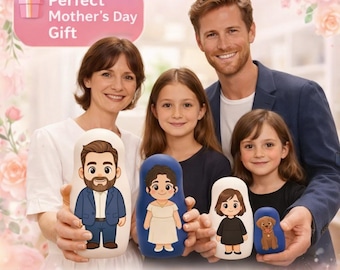 Custom Nesting Dolls from Photo | Family Portrait Doll Christmas Gift | Personalized Russian Doll | Custom Cartoon Matryoshka | Mother's Day