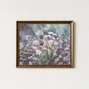 Wildflower Meadow Wall Art, Watercolour Flower Field Print, Soft Botanical Decor, Floral Nature Artwork, KT Watercolours, P0022