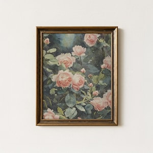 Blush Pink Rose Art, Peach Floral Wall Print, Botanical Garden Flowers, Vintage Watercolour, Printable Art, KT Watercolours, P020