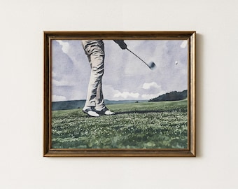 ゴルファーアートプリント カラフルなゴルフ絵画 ゴルフプレーヤー