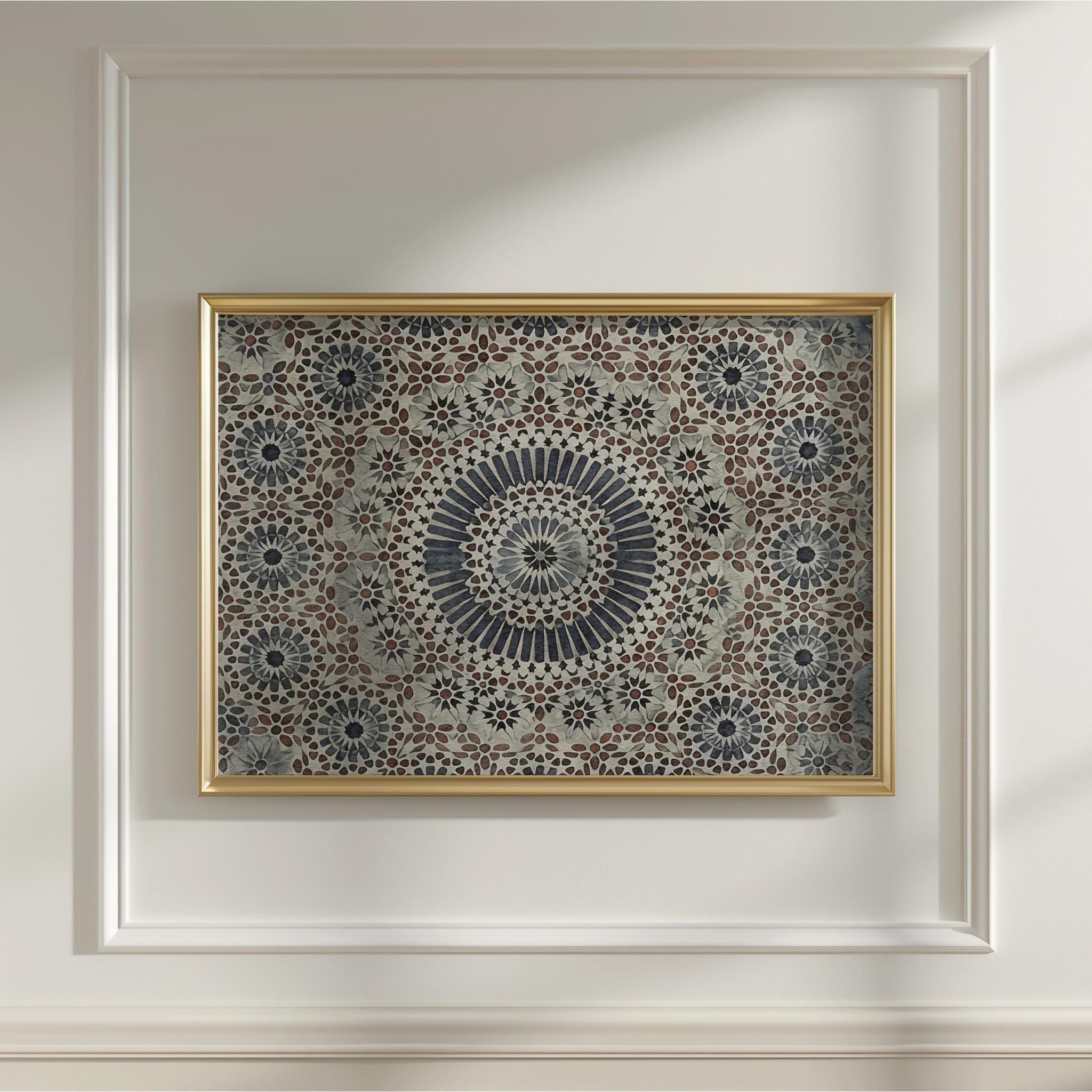 幾何学的な水彩画タイルパターン、モザイク壁アート、抽象的な幾何学